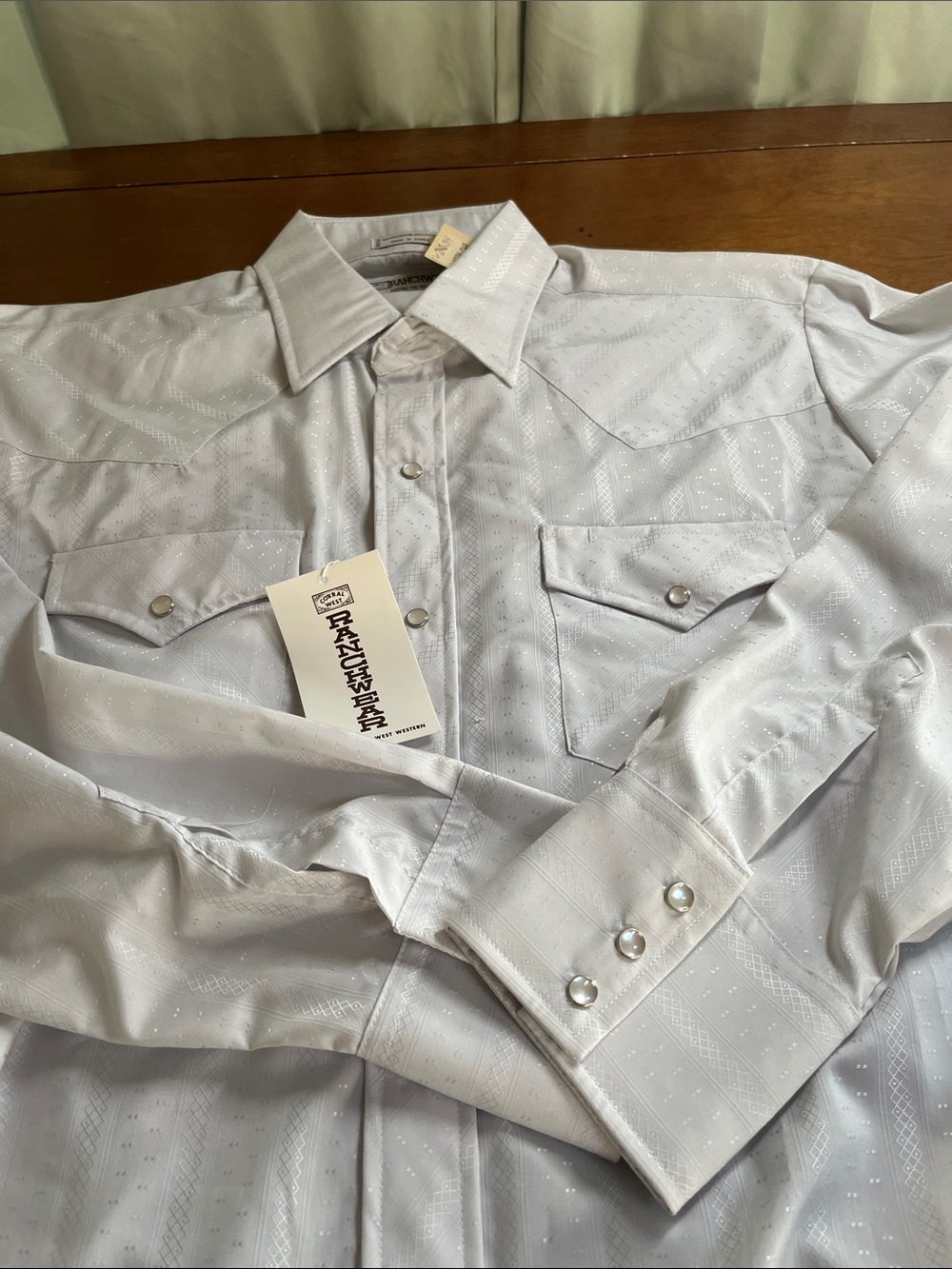 VTG NWT Corral Light Gray Western Snap Shirt